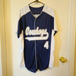 Dallas Cowboys Dak Prescott Custom Baseball Jersey Size L N Bl, White and Silver